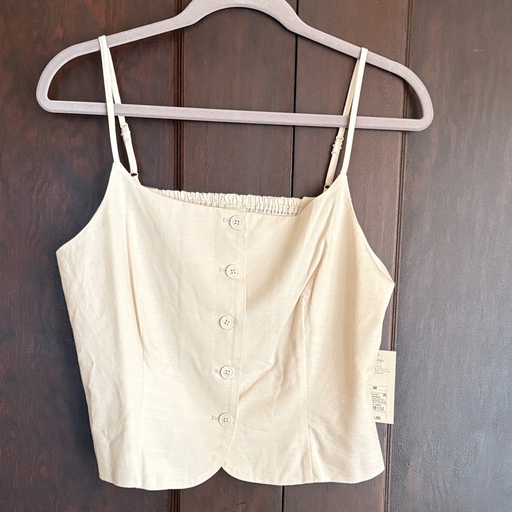 a new day Cream Button-Front Camisole